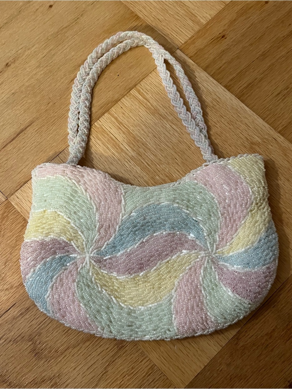 Vintage Magid Pastel Rainbow Hand Made Beaded Purse